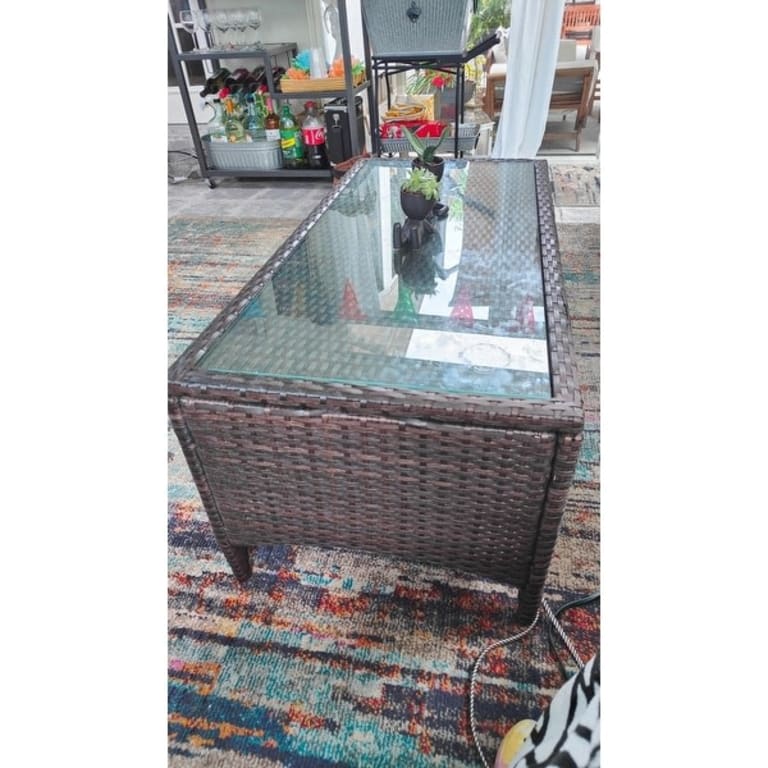 Kiawah Outdoor Wicker Glass Top Table On Sale Bed Bath & Beyond