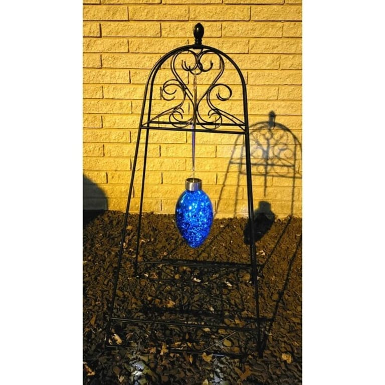 Solar Mercury Glass Christmas Light with Shephard's Hook, Blue Bed