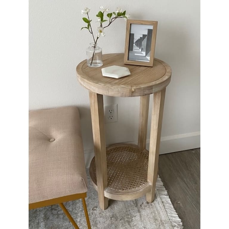 Martha Stewart Harley Reclaimed Wheat Round Accent Table - On Sale ...