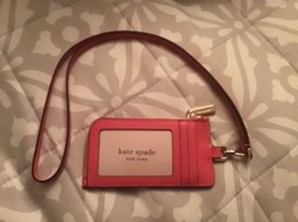 Kate Spade Staci Saffiano Card Case Lanyard ID Badge Holder, Digital Red