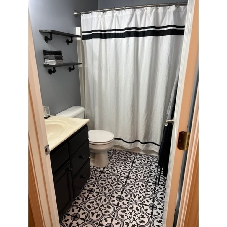 Sweet Jojo Designs White and Black Hotel Shower Curtain Bed Bath