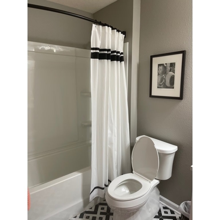 Sweet Jojo Designs White and Black Hotel Shower Curtain Bed Bath