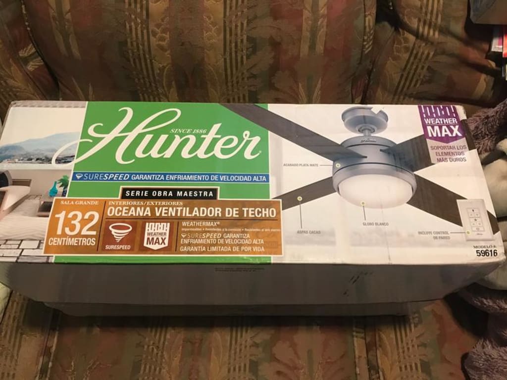Hunter 52" Oceana Outdoor Ceiling Fan w/LED Light, Wall Control Wet
