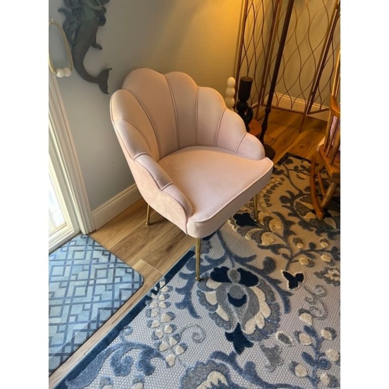 Silver Orchid Cogan Upholstered Seashell Shaped Accent Chair On Sale