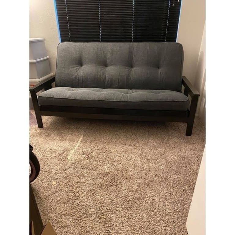 Porch & Den DeSoto Espresso Fullsize Futon Set with Linen Mattress