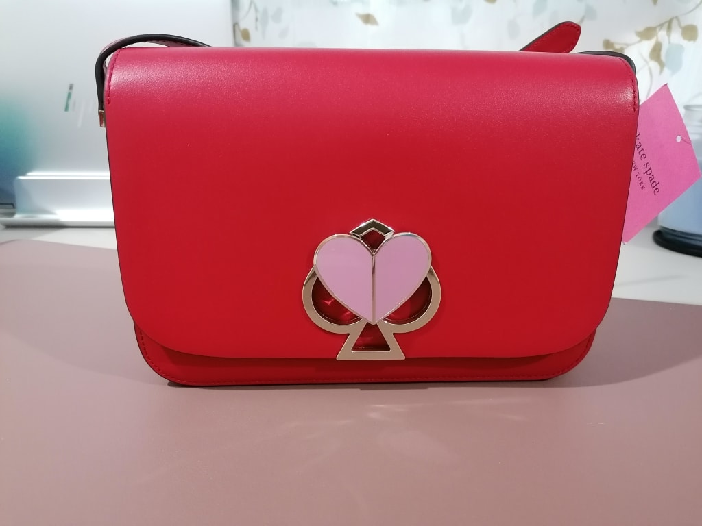 Kate Spade Nicola Bag Crossbody Flap Twistlock Medium Pink Heart