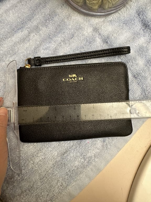 COACH SLG REVIEW 2022  Coach Corner Zip Wristlet in Signature Canvas Gold/ Brown Black F58035 