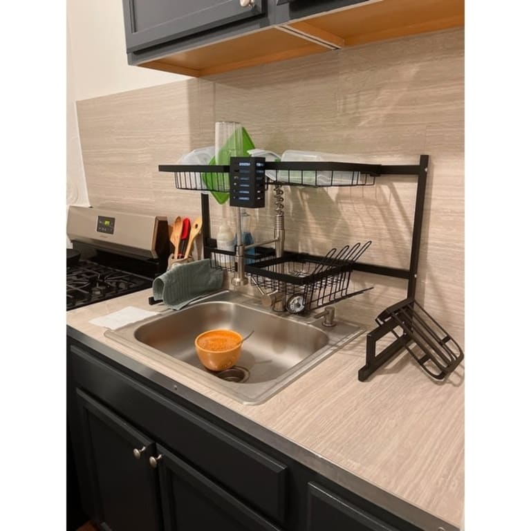 Adjustable Stainless Steel Over Sink Dish Drying Rack Bed Bath
