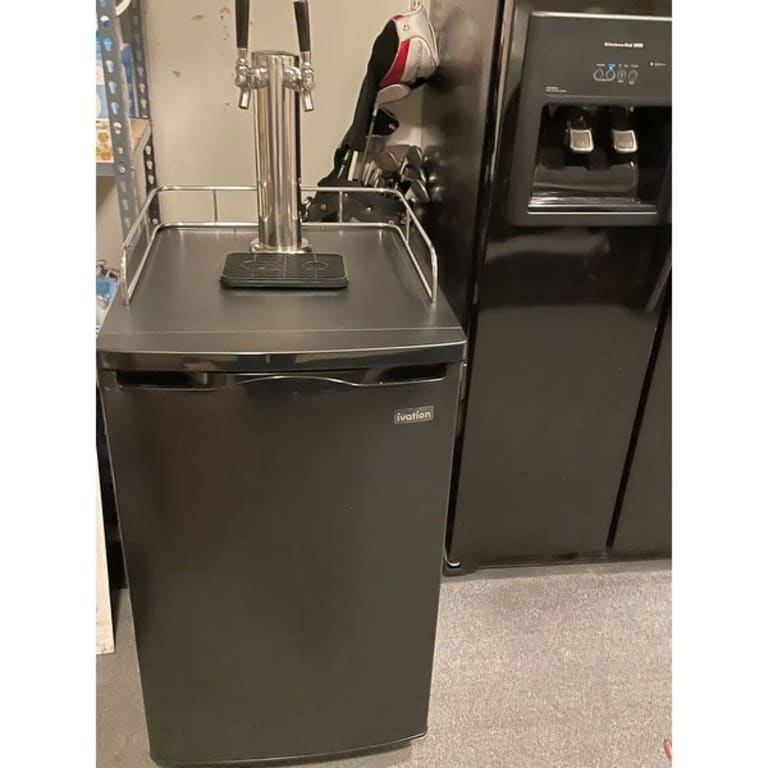 Ivation DualTap Beer Kegerator, Keg Cooler & Beverage Dispenser Kit