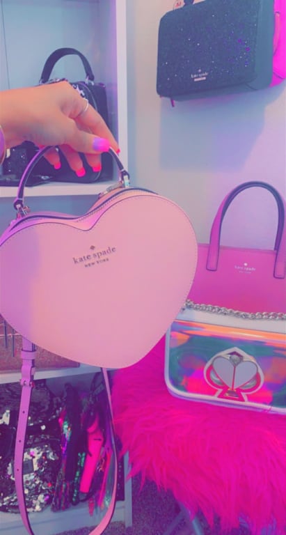 Kate+Spade+Heart+Pink+Crossbody+Love+Shack+3d+Leather+Valentines+