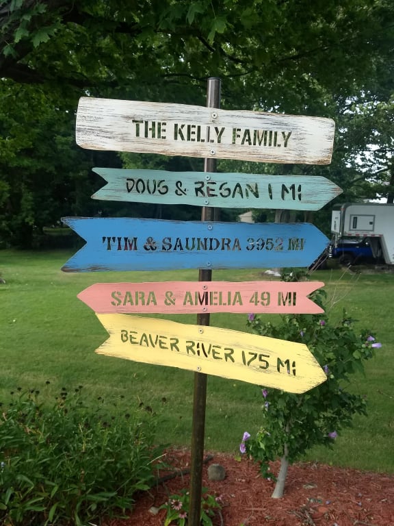 Personalized Directional Sign from Uncommon Goods. Customer submitted image.