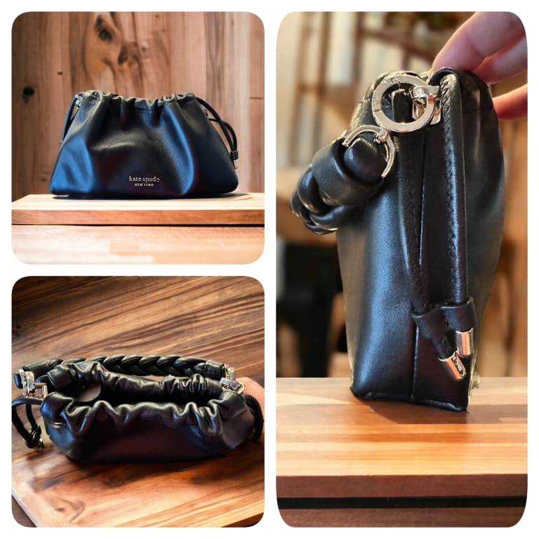 Kate Spade New York Meringue Pleated Smooth Nappa Leather Small Crossbody  Black One Size: Handbags