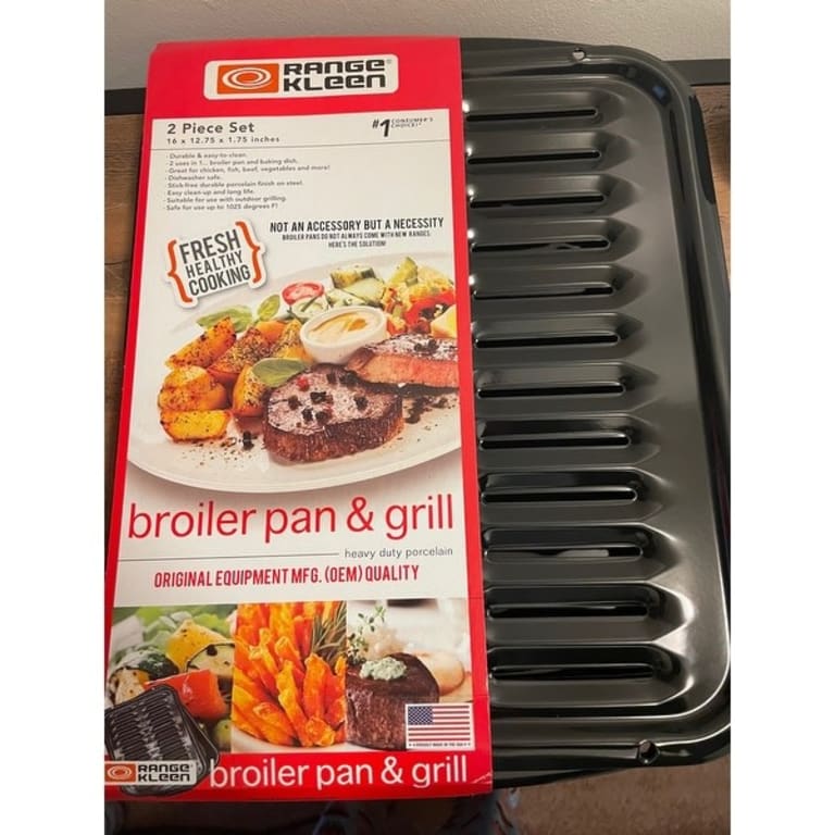 Range Kleen Convection Porcelain Broiler Pan/Grill 13x16 inch Black