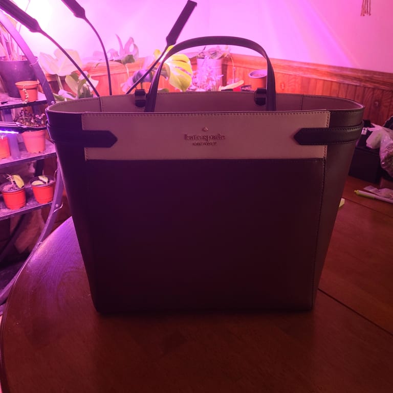 Kate Spade Staci Colorblock Large Laptop Tote Nimbus Grey White Multi 