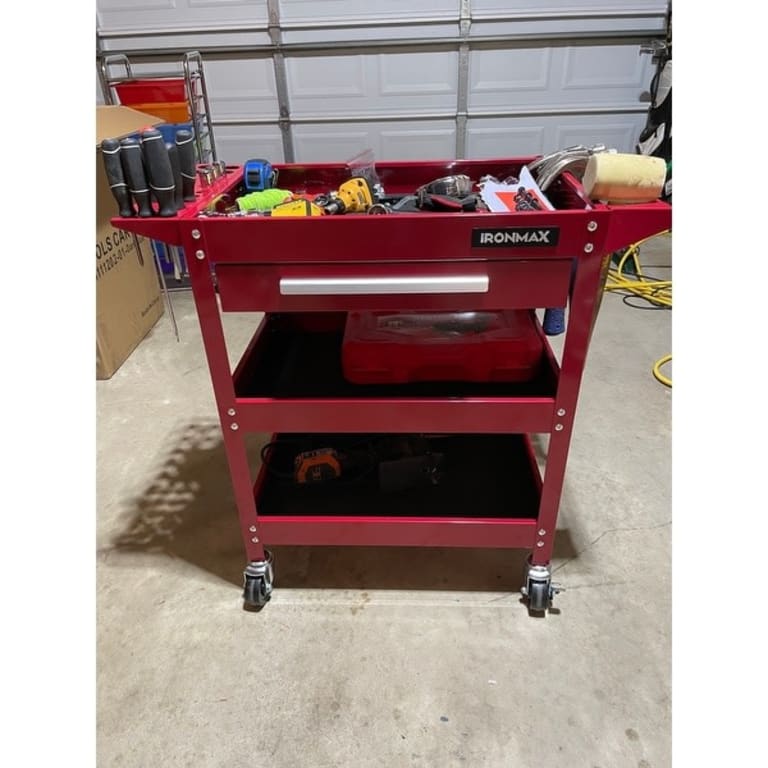 Three Tray Rolling Tool Cart Mechanic Cabinet Storage ToolBox