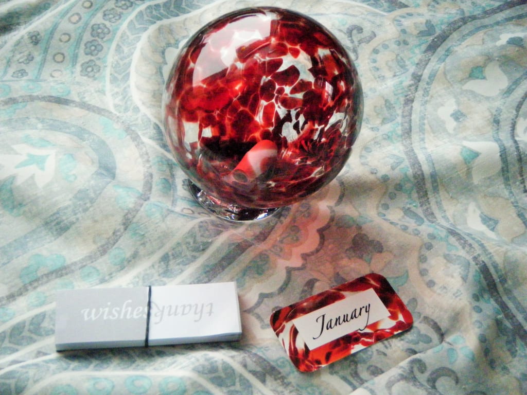 Birthstone Wishing Balls from Uncommon Goods. Customer submitted image.