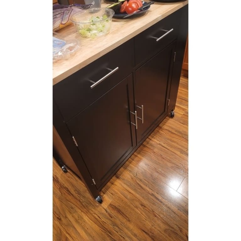 Crosley Savannah Wood Top Drop Leaf Kitchen Island/Cart 30"d x 42"w x