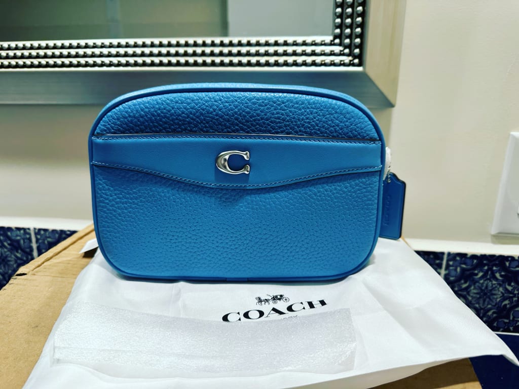 NWT Coach Pebble Leather Mini Camera Bag In Cobalt Color