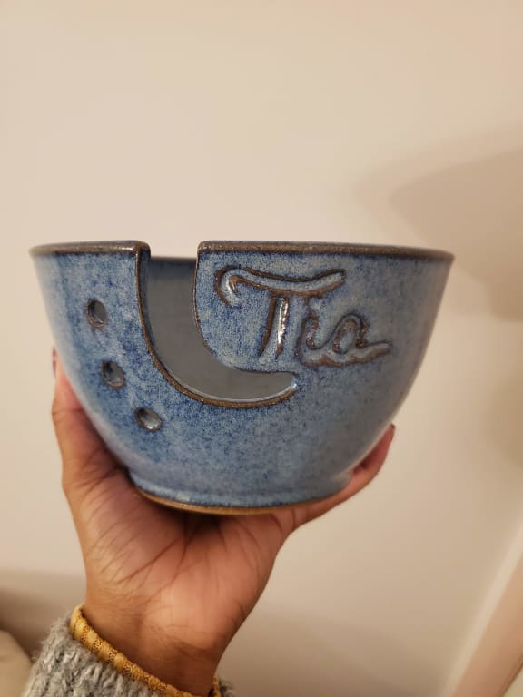 Personalized Yarn Bowl from Uncommon Goods. Customer submitted image.