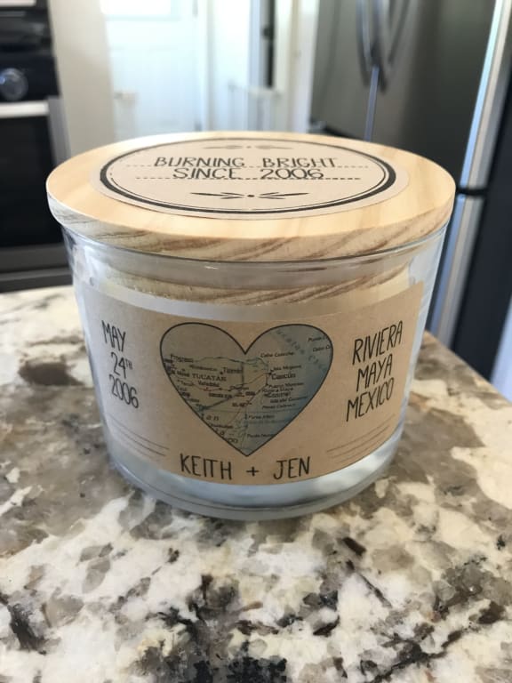Anniversary Map Candle from Uncommon Goods. Customer submitted image.