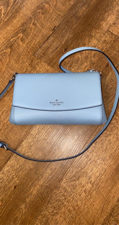 Kate Spade Greer Chain Crossbody Pale Blue Saffiano Leather 