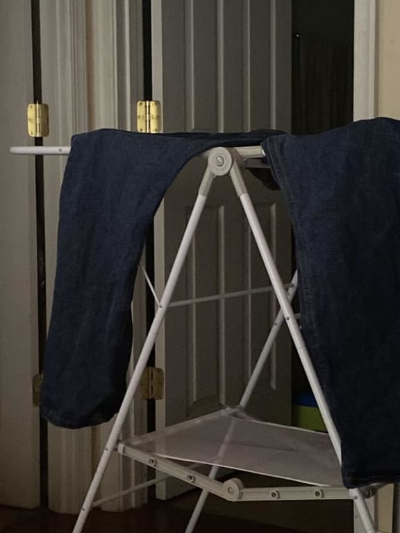 HoneyCanDo White Narrow Folding Wing Clothes Drying Rack Bed Bath