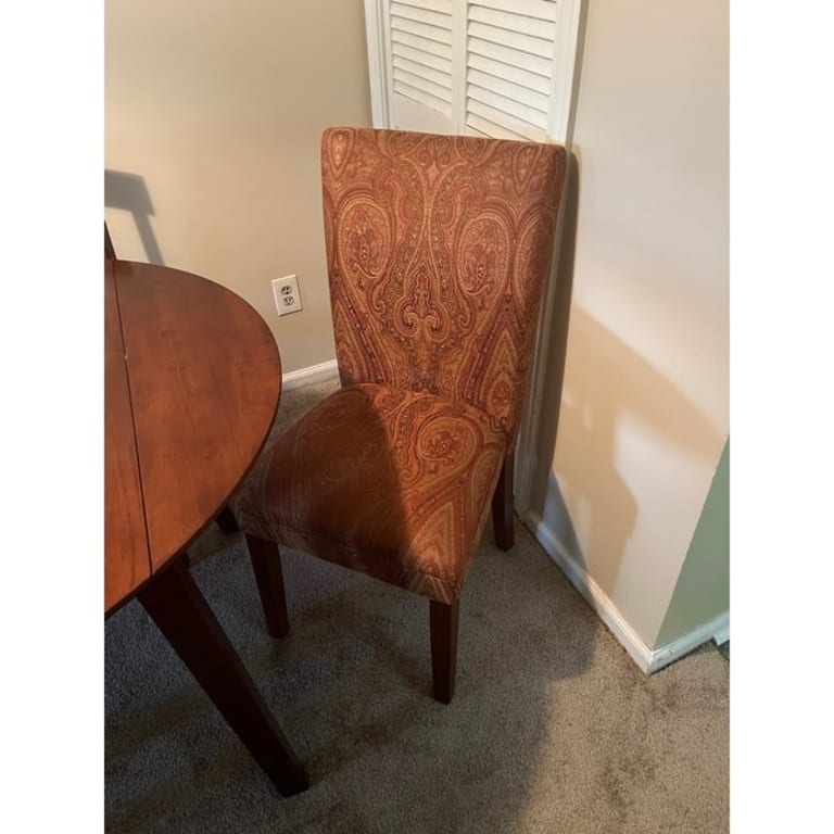 HomePop Parsons Red/Gold Damask Dining Chair On Sale Bed Bath