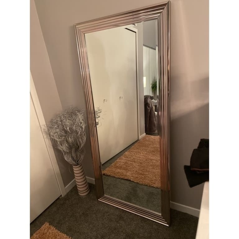 Isabella Luxe Floor Mirror with Metallic Chrome Finish 66" x 30
