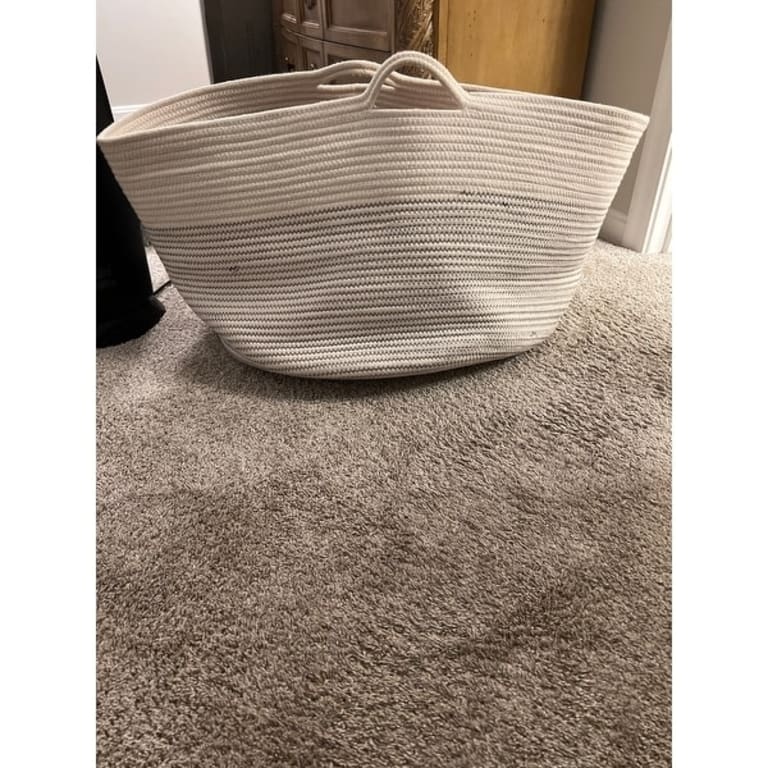 Woven Cotton Basket with Handles 15" x 20" (Large) Bed Bath
