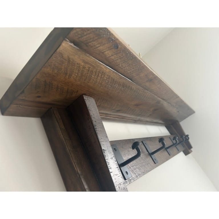 Carbon Loft Bahamondes Wood Coat Hook Shelf and Bench Set - On