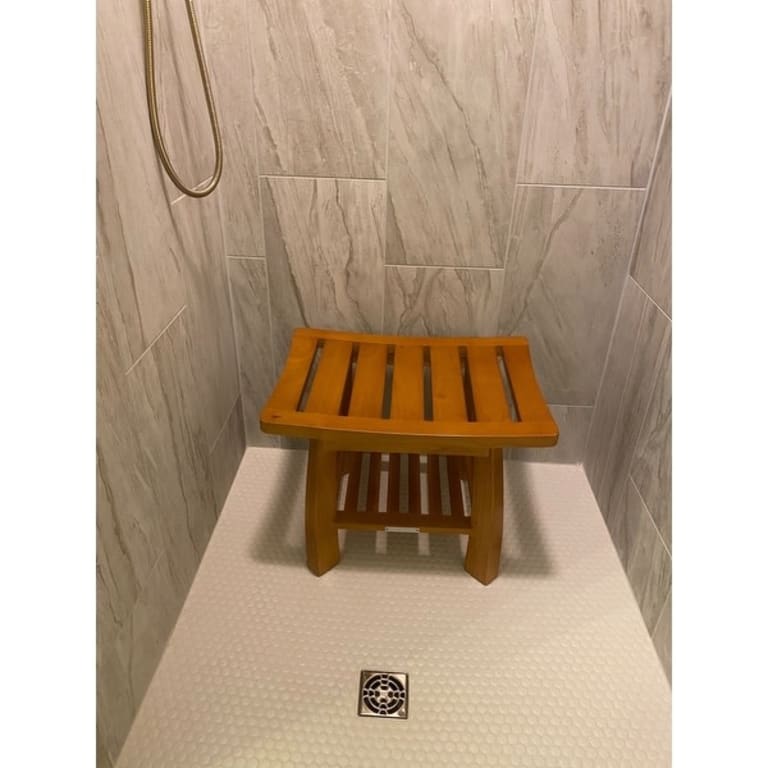 Oceanstar Solid Wood Spa Shower Bench with Storage Shelf Bed Bath