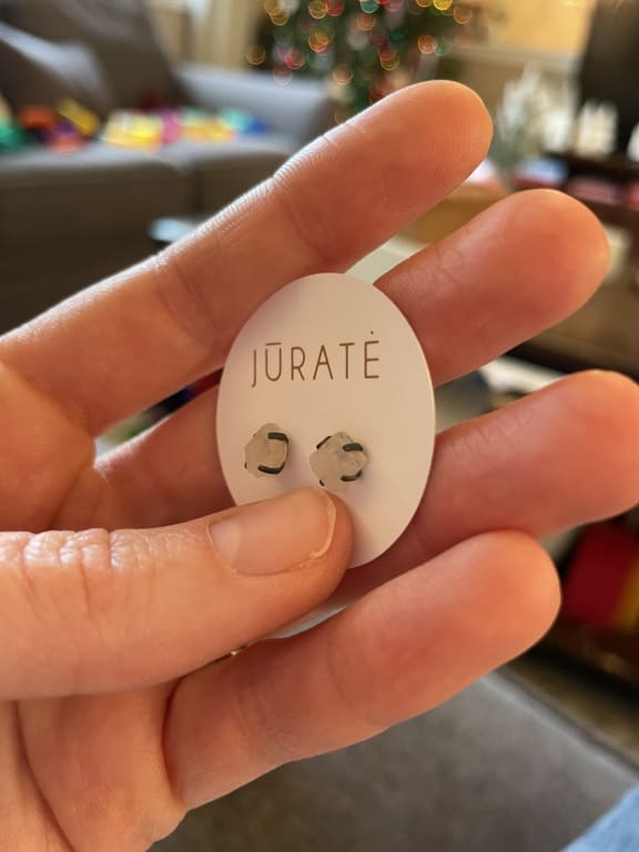 Raw Birthstone Studs from Uncommon Goods. Customer submitted image.