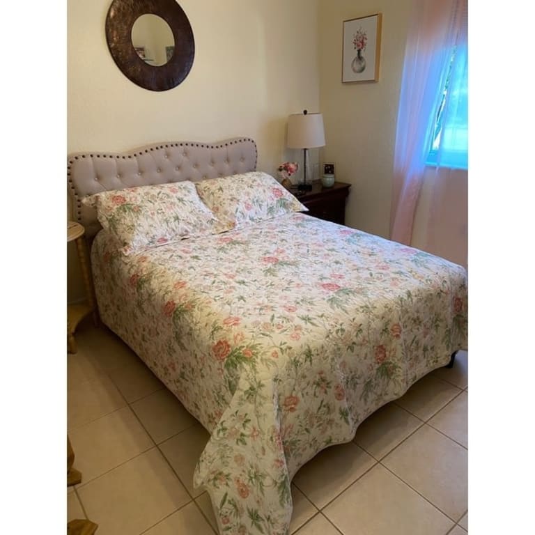 Laura Ashley Breezy Floral Cotton Reversible Pink/Green Quilt Set