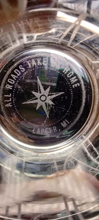 All Roads Take Us Home Map Glass Duo from Uncommon Goods. Customer submitted image.