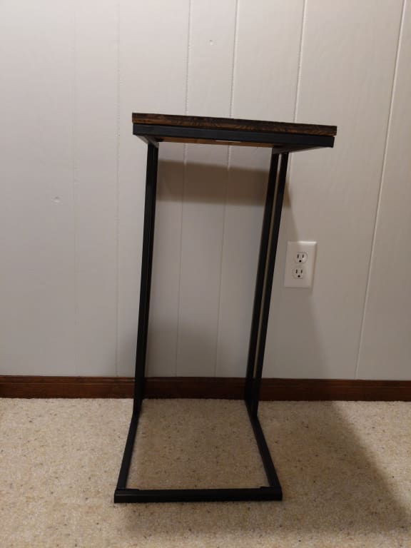 Black Metal CTable with Rustic Wooden Top