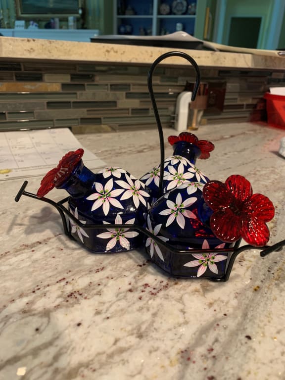 Painted Blossoms Hummingbird Feeder from Uncommon Goods. Customer submitted image.