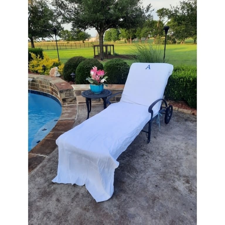 Superior Cotton Terry Monogrammed Patio Chaise Lounge Slipcover On