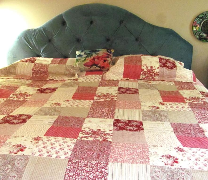 Laura Ashley Bettwäsche-Set „Colleens Coastal Patchwork“ – Atmungsaktive Baumwolle, Queen Größe