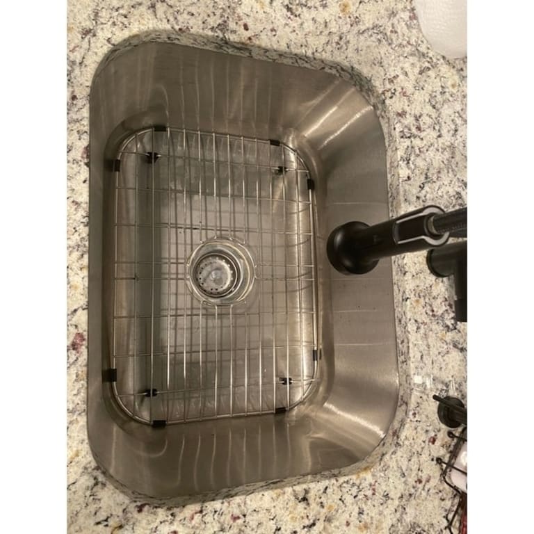Single Bowl Stainless Steel Kitchen Sink with Cutting Board, Grid, and Basket Strainer Bed