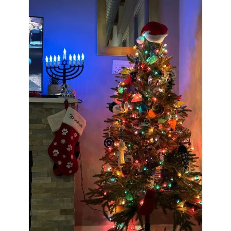 15" Premium Blue and Silver Electric Menorah with Sequential Lighting