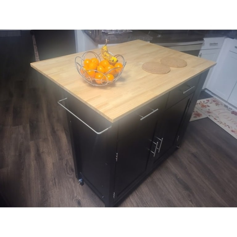 Crosley Savannah Wood Top Drop Leaf Kitchen Island/Cart 30"d x 42"w x