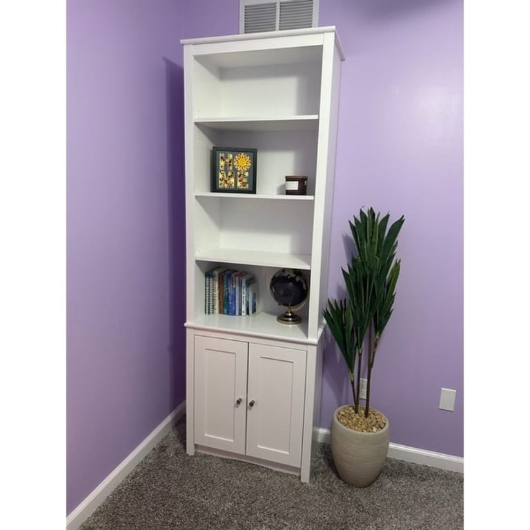 Tall Bookcase with 2 Shaker Doors, White Bed Bath & Beyond 27963324