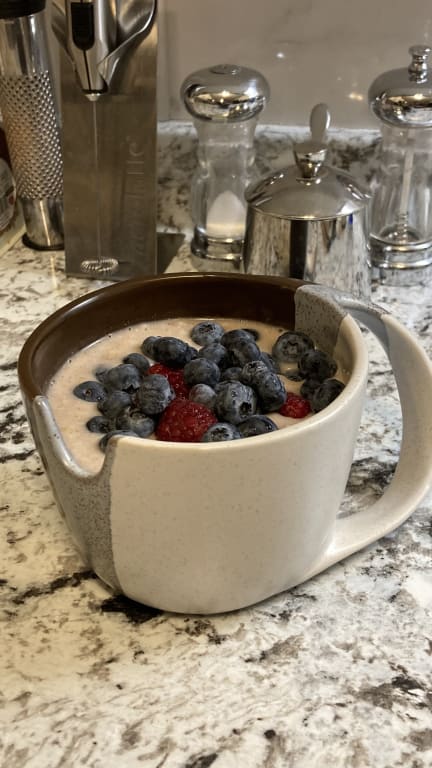 Handwarmer Oatmeal Bowl from Uncommon Goods. Customer submitted image.