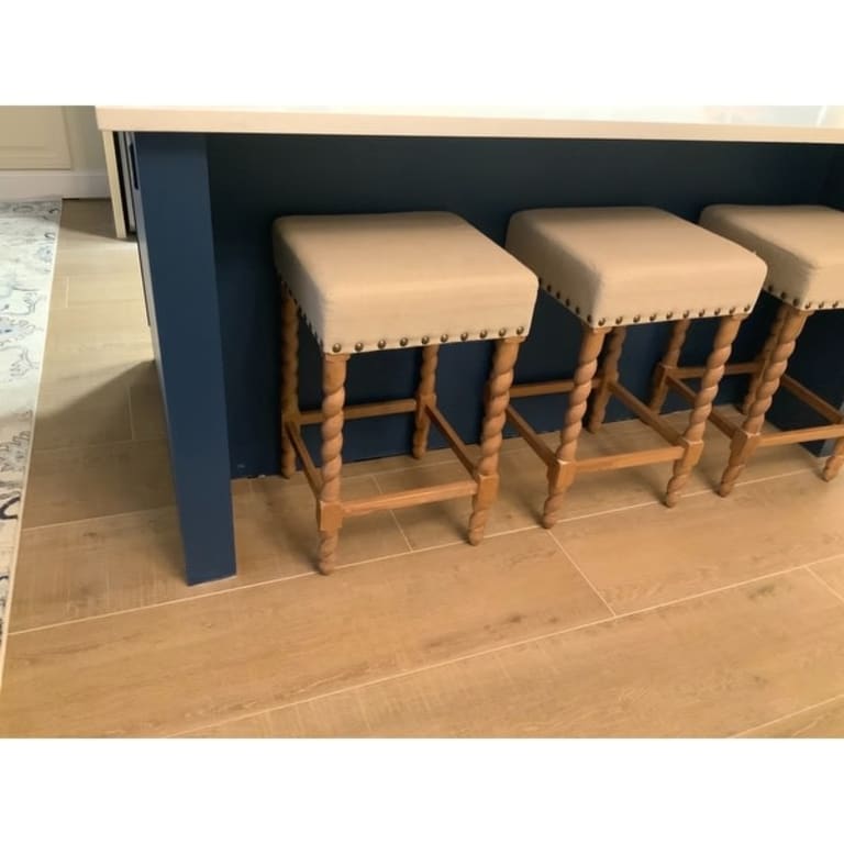 Gracewood Hollow Antoine Cream Linen and Espresso Wood Twisted Leg Bar