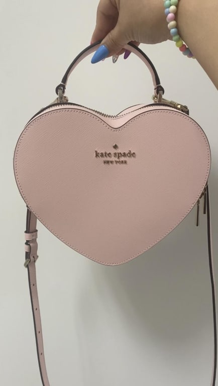 Pink Heart Shaped Handbags, Fashion Chain Decor Crossbody Bag
