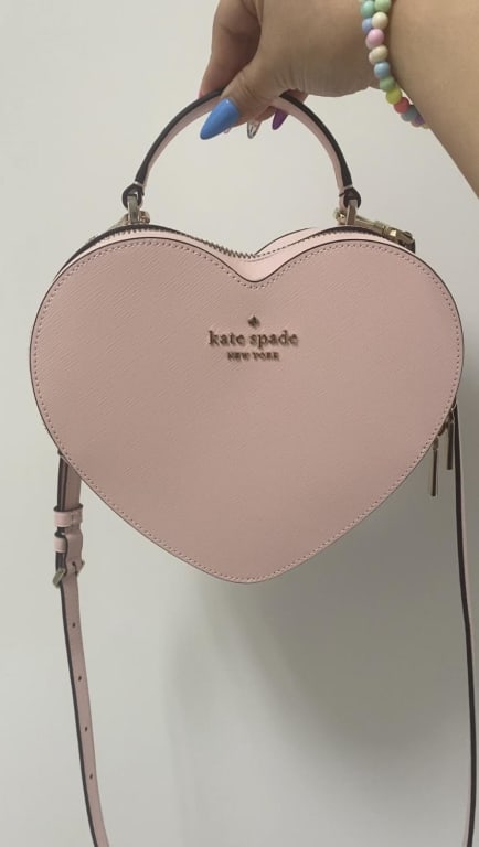 Rose Pink Heart Shaped Handbag, Pink Heart Pearl Strap Bag