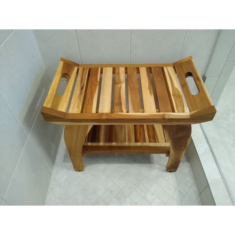 EcoDecors Tranquility 24inch, Teak Shower Bench, Teak Bench Shower