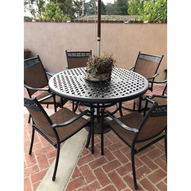 Ventura 52 Inch Cast Aluminum Round Dining Table - On Sale - Bed Bath ...