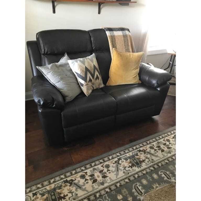 Abbyson Braylen 2 Piece Top Grain Leather Manual Reclining Sofa and