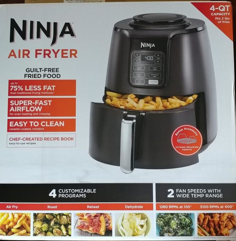 Ninja Air Fryer 4qt Guilt Free Fried Food Black AF101 - 622356554572